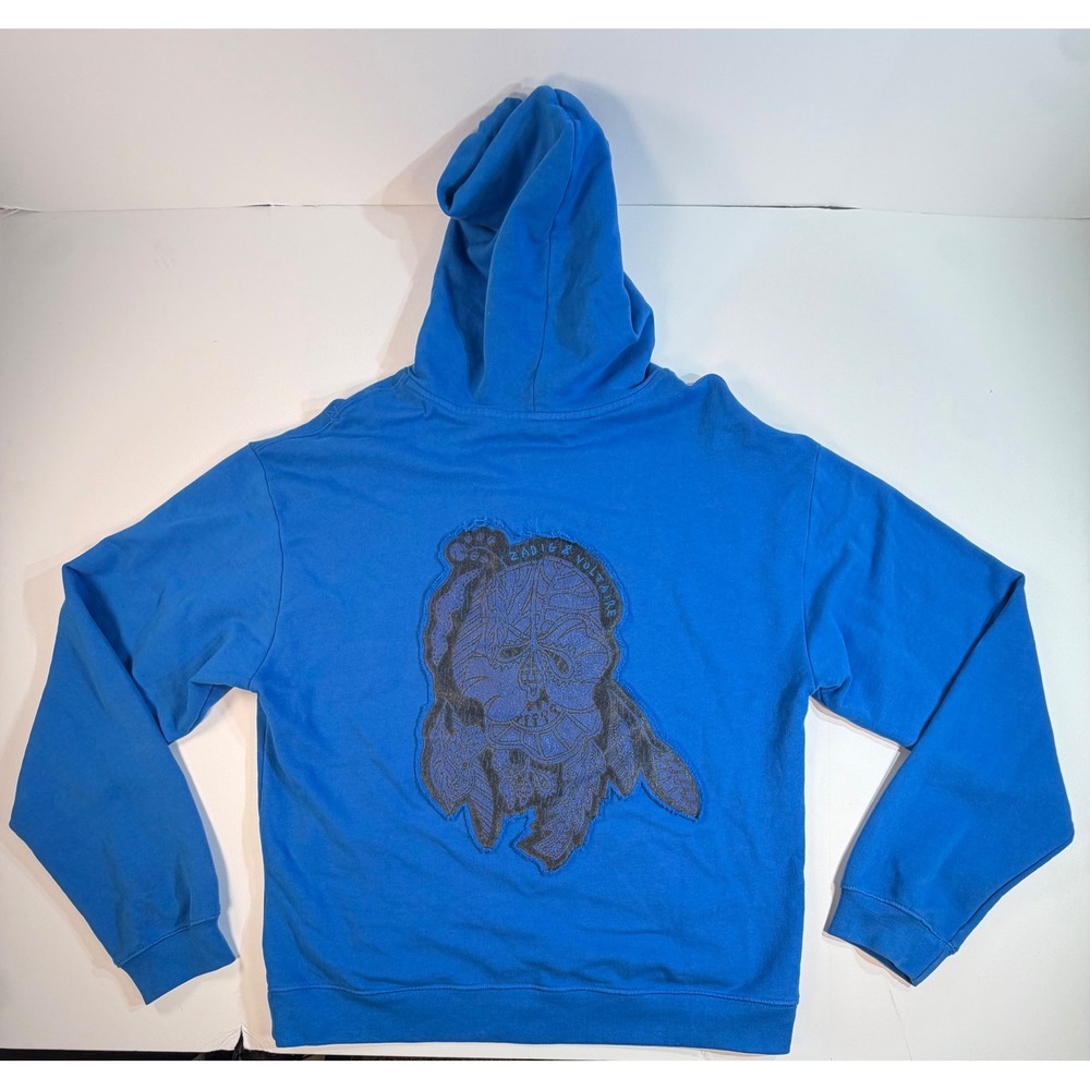Zadig & Voltaire Storm Mo TDM Immortelle Blue Skull Patch Hoodie XL WJTS7101H